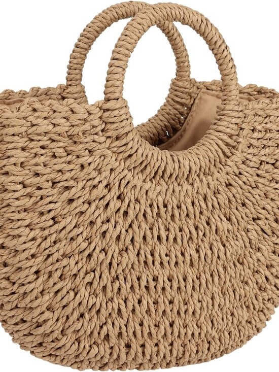 Jewelry - Womens Large Straw Beach Bag Woven Tote Bag Top Handle Handbag Purse for Summer